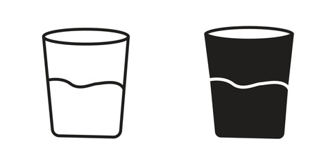 Water glass icon suitable design silhouette and line art style on white background
