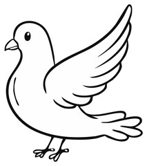 Obraz premium Simple Line Drawing of a Flying Dove for Peace and Hope in Black and White