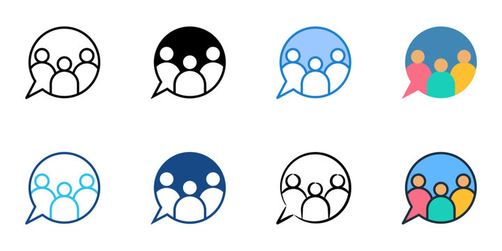 Group Chat icons set multiple style collection. Editable stroke 
