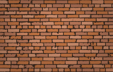 Obraz premium Realistic texture of brown old brick wall. Detailed pattern. Modern backdrop abstract. Vector illustration