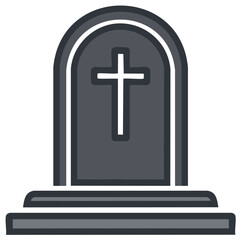 Obraz premium Tombstone with Cross Icon Grave Marker Headstone Memorial Stone Religious Symbol