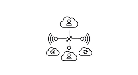 Cloud Computing Network Diagram with Connected Users.