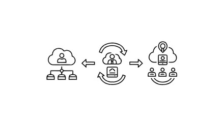 Obraz premium Cloud based user management and data synchronization concept.