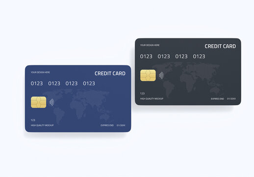 Realistic Two Credit Card Mockup PSD
