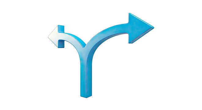 Blue fork in the road arrow sign