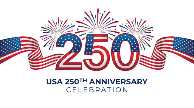 Celebration of USA 250th anniversary with fireworks, AI, PNG