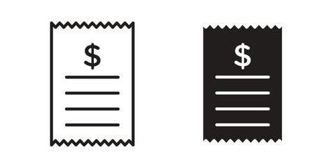 Receipt icon suitable vector symbol for graphic design, logo, web site, social media