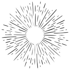 Obraz premium Hand Drawn Black and White Sunburst Explosion Rays Bursting Outward Abstract Design Element