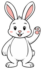 Obraz premium White Easter Bunny Waving Cartoon Character Illustration