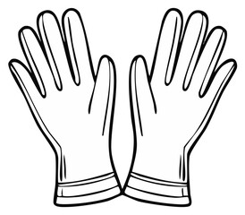 Obraz premium Black and White Outline Illustration of a Pair of Medical Gloves