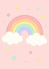 Obraz premium Whimsical pastel rainbow illustration.