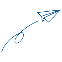 Paper Plane Flying with Swirl Trail Drawing