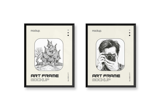 Wall Photo Art Frame Mockup PSD