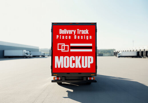 Delivery Truck Mockup on Warehouse Background
