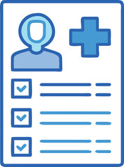 Obraz premium Medical Patient Record Form with Checklist and Cross Icon Healthcare Document Illustration