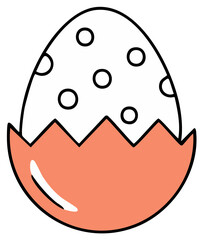 Obraz premium Charming Cracked Easter Egg with Polka Dot Pattern Emerging from Shell