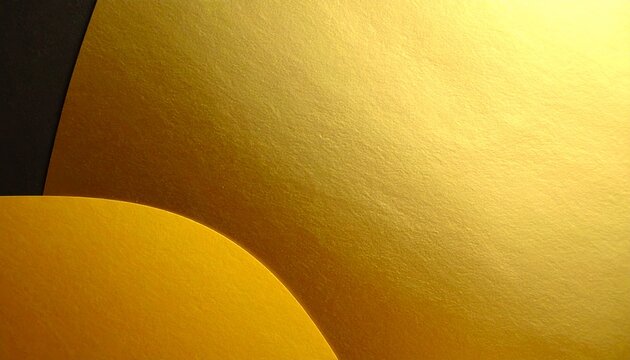 Fondo abstracto de papel met&aacute;lico dorado con curvas elegantes y capas superpuestas sobre un fondo oscuro para dise&ntilde;os de lujo y festivos.
