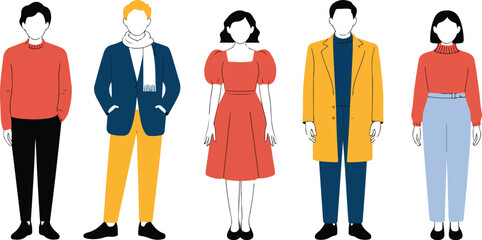 Modern Fashionable People Vector Set  Stylish Men and Women in Casual Urban Outfits © MSTZOWRON