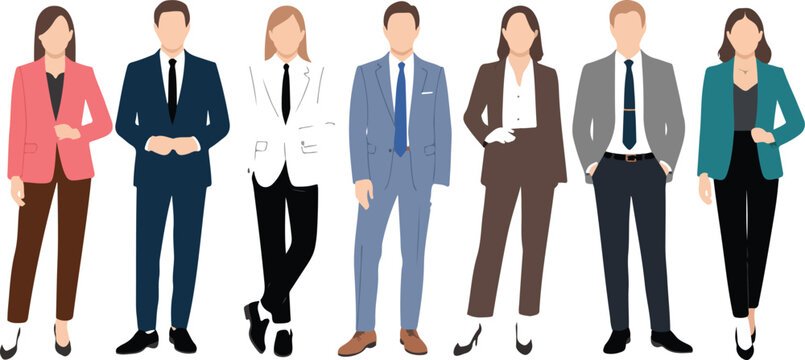 Corporate Professionals Vector Set  Men and Women in Formal Office Suits