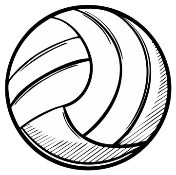Volleyball ball sketch illustration. Sports equipment for team competition.