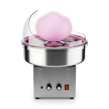 Stainless steel cotton candy machine with pink floss