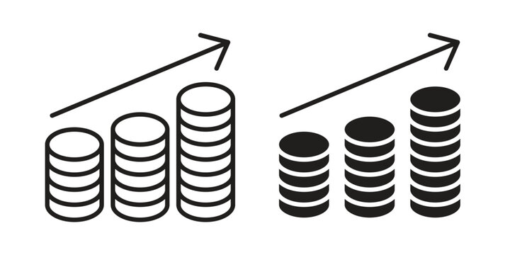 Money increase Icon in black solid style. linear symbol.