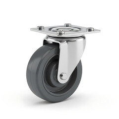 Reliable gray rubber industrial caster with metal plate