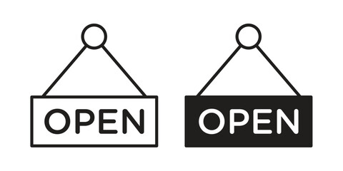 Open icon in black solid style. linear symbol.