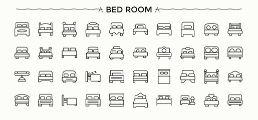 Bed Room icon. Outline icons pack. Furniture icon. Contains such symbols as home, bed, couch, decor, living, house, furniture and more.