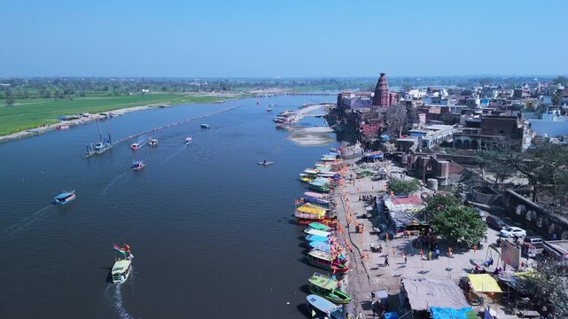 Vrindavan Drone Shots Temples and Yamuna Ghat