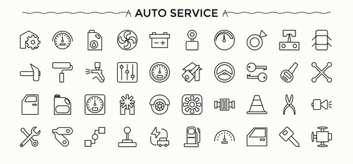 Auto Service icon set. Modern icons collection. Vehicle vector icon set. Includes symbols for car parts, auto, engine, car repair, service, automatic and more. © Rubbble