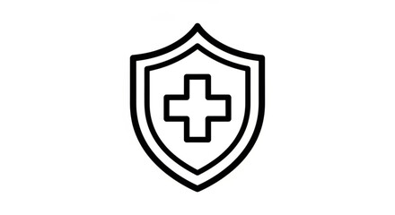 Obraz premium Medical shield icon with cross symbol healthcare protection logo safety sign health security concept