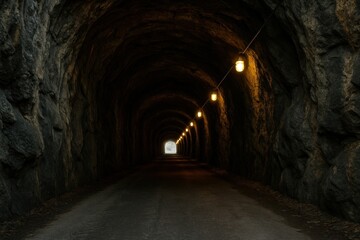 Obraz premium Dimly lit rocky tunnel passage
