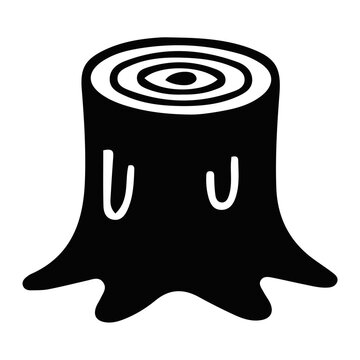 Black Tree Stump with Concentric Circles.