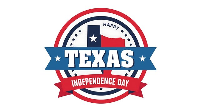 Texas Independence Day celebration emblem with state flag