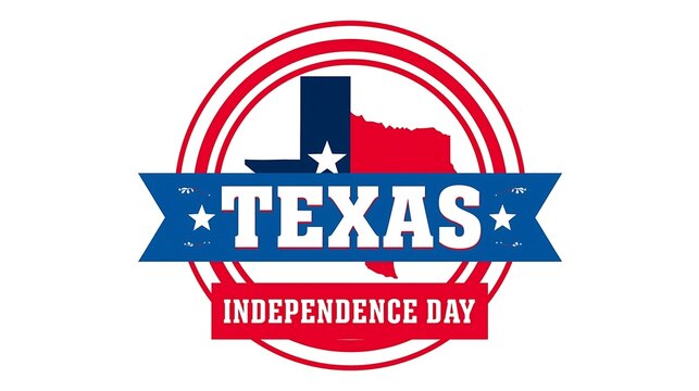 Texas Independence Day celebration logo with state outline