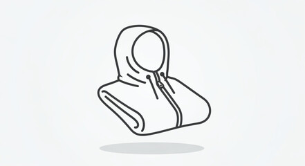 Simple Line Drawing of Hooded Sweatshirt.