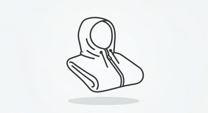 Simple Line Drawing of Hooded Sweatshirt.