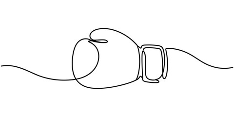 Obraz premium Boxing glove in one continuous single line art drawing style isolated on white background, Boxing gloves line.one line continuous draw, Continuous one line drawing of Boxing gloves.