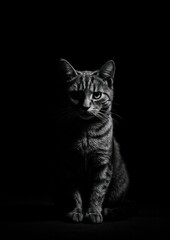 Fototapeta premium Mysterious cat in dramatic shadows.