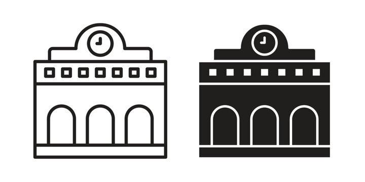 Train station building icon in editable style. Vector icon graphics
