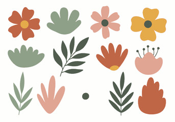 Colorful Floral Elements for Creative Projects