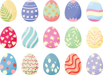 Fototapeta premium Set of easter eggs vector illustration design. Easter eggs ornaments for Easter decoration.