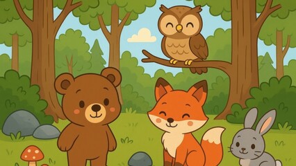 Fototapeta premium Charming woodland animal illustration