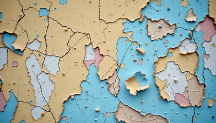 Rustic Weathered Wall with Peeling Pastel Paint