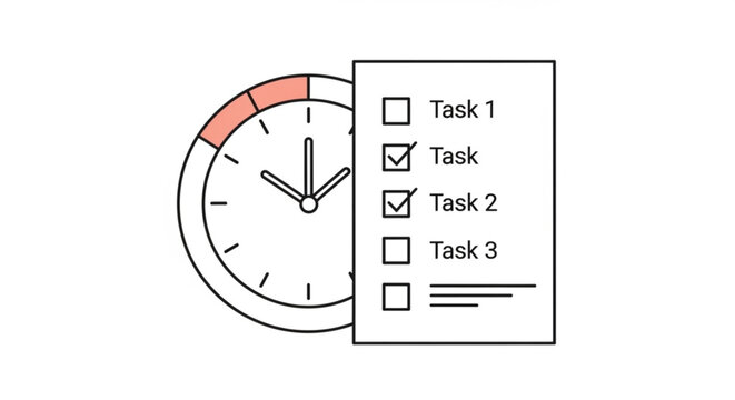 Clock with task checklist time management concept productivity and organization tool