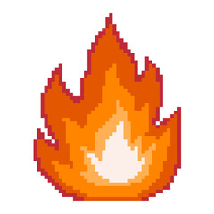 Rounded orange fire flame pixel art icon representing warm energy © BlackGroundMeYou 