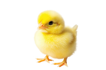 Obraz premium Adorable yellow baby chick standing alone looking cute and fluffy isolated on transparent background