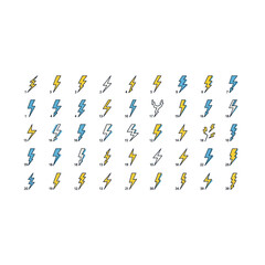 Pixelated Lightning Bolt Icons in Yellow and Blue