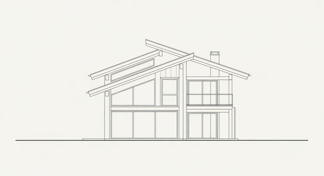 Simple House Elevation Architectural Drawing.